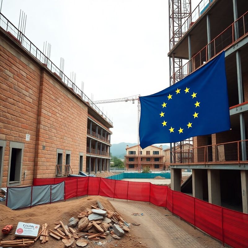 Hrvatsko infrastrukturno gradilište s vidljivom zastavom EU
